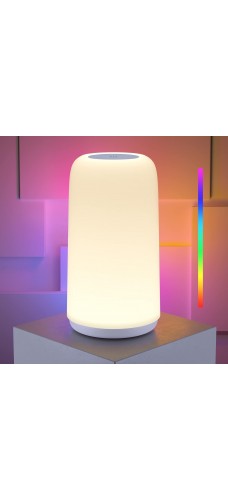 Touch Bedside Table Lamp, [Sleek Design & RGB Mode] 3 Way Dimmable Small Lamp for Bedroom, LED Lamp with Warm White Lights, Multi-Color Smart Nightstand Lamp for for Living Room Home Gifts