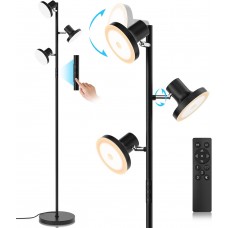 36W LED Tree Floor Lamp, Modern Dimmable Standing Lamp with Remote & Touch Control, 4 Color Temperatures, 3 Rotatable LED Light Floor Lamps for Living Room, Bedroom, Office