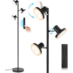 36W LED Tree Floor Lamp, Modern Dimmable Standing Lamp with Remote & Touch Control, 4 Color Temperatures, 3 Rotatable LED Light Floor Lamps for Living Room, Bedroom, Office