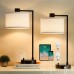 Table Lamp for Bedroom Set of 2 with USB C+A Ports, Fully Stepless Dimmable Bedside Lamp with Linen Lampshade, Contemporary Lamp for Living Room Reading Office, 2 LED Bulbs Included (Black)