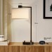 Table Lamp for Bedroom Set of 2 with USB C+A Ports, Fully Stepless Dimmable Bedside Lamp with Linen Lampshade, Contemporary Lamp for Living Room Reading Office, 2 LED Bulbs Included (Black)