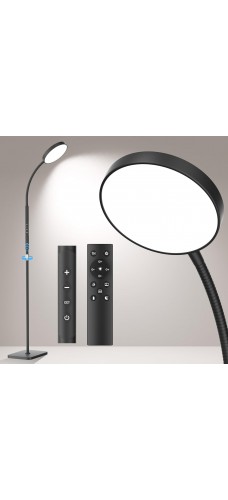 LED Floor Lamp, Height Adjustable Floor Lamps for Living Room, Super Bright Standing Lamp with Timer, Adjustable Colors & Brightness Floor lamp for Bedroom with Remote & Touch Control, Black
