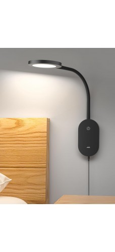 LED Wall Mounted Reading Light for Bed, Book Light for Wall Bedside Lamp with USB Output, 4 Hour Auto-Off Timer Lights，Eye-Caring Reading Lamp with 5 Dimmable 360° Gooseneck Headboard Light