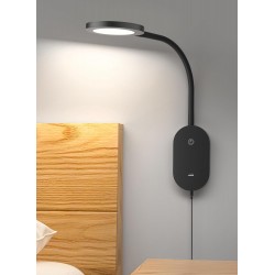 LED Wall Mounted Reading Light for Bed, Book Light for Wall Bedside Lamp with USB Output, 4 Hour Auto-Off Timer Lights，Eye-Caring Reading Lamp with 5 Dimmable 360° Gooseneck Headboard Light