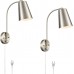 Modern Plug in Wall Sconce with Cord Set of 2 Brushed Nickel Wall Light