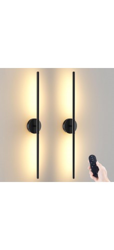 Battery Operated Wall Sconces Set of 2, 360°Rotation Wireless Rechargeable Wall Lights: Dimmable Detachable Wall Lamp with Remote Control, 3000K-6000K Infinite Dimming Wall Sconce 27.6 Inch