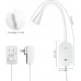 Wall Mount Reading Light, Focused Book Light for Reading in Bed, 5 Dimming, USB Output, 4 Hours Auto Off, Touch Control, Flexible Gooseneck Headboard Reading Lamp, Easy to Install White