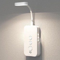 Reading Light, Rechargeable Book Lights for Reading at Night, Led Wall Lamp for Bedroom, Portable Reading Lamp,Detachable Night Light,3 Color-Stepless Dimmable,Timers - White