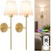 Battery Operated Wall Sconce Set of 2,Gold Rechargeable Wall Lights with 5200mAh Dimmable Detachable Bulbs and Remote,10 Colors Wireless Sconces for Bedroom Living Room Hallway