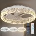 Modern Ceiling Fans with Lights and Remote, Flush Mount,16 Inch Bladeless Ceiling Fans with Light, Low Profile Ceiling Fan, Reversible, 3CCT, Dimmable, Quiet, Ceiling Fans for Bedroom,White