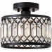 Crystal Black Ceiling Light, Modern Semi Flush Mount Ceiling Lighting Fixture, Round Hallway Lighting Fixtures Ceiling for Kitchen Entryway Bedroom Laundry Room, 1-Light, 9 Inch