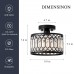 Crystal Black Ceiling Light, Modern Semi Flush Mount Ceiling Lighting Fixture, Round Hallway Lighting Fixtures Ceiling for Kitchen Entryway Bedroom Laundry Room, 1-Light, 9 Inch
