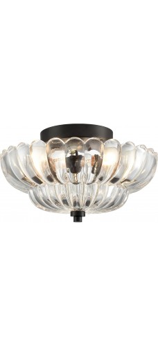 Modern Black Ceiling Light Traditional Semi Flush Mount Ceiling Light with Scalloped Clear Glass for Living Room Hallway Close to Ceiling Light Fixture