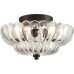 Modern Black Ceiling Light Traditional Semi Flush Mount Ceiling Light with Scalloped Clear Glass for Living Room Hallway Close to Ceiling Light Fixture