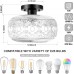 Semi Flush Mount Ceiling Light,Black Vintage Kitchen Ceiling Light Fixture,Globe Glass Close to Crystal Modern Lighting for Hallway Bathroom Bedroom Porch Corridor Entryway,Bulb Not Included