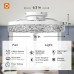 Modern Ceiling Fans with Lights and Remote, Flush Mount,16 Inch Bladeless Ceiling Fans with Light, Low Profile Ceiling Fan, Reversible, 3CCT, Dimmable, Quiet, Ceiling Fans for Bedroom,White