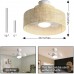 18W LED 21 Inches Dimmable Bamboo Rattan Chandelier Fandelier with Remote Control .Farmhouse 3 Blade Ceiling Fan with Light.Bohemian Woven Semi Flush Wooden Drum Fixture for Bedroom Kitchen