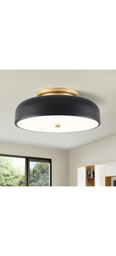 Dimmable LED Ceiling Light Fixture, 2700K-6000K 5CCT Modern Mid-Century Semi Flush Mount Ceiling Light, Black Close to Ceiling Lamp for Kitchen, Laundry Room, Bedroom, Hallway, 11.8in